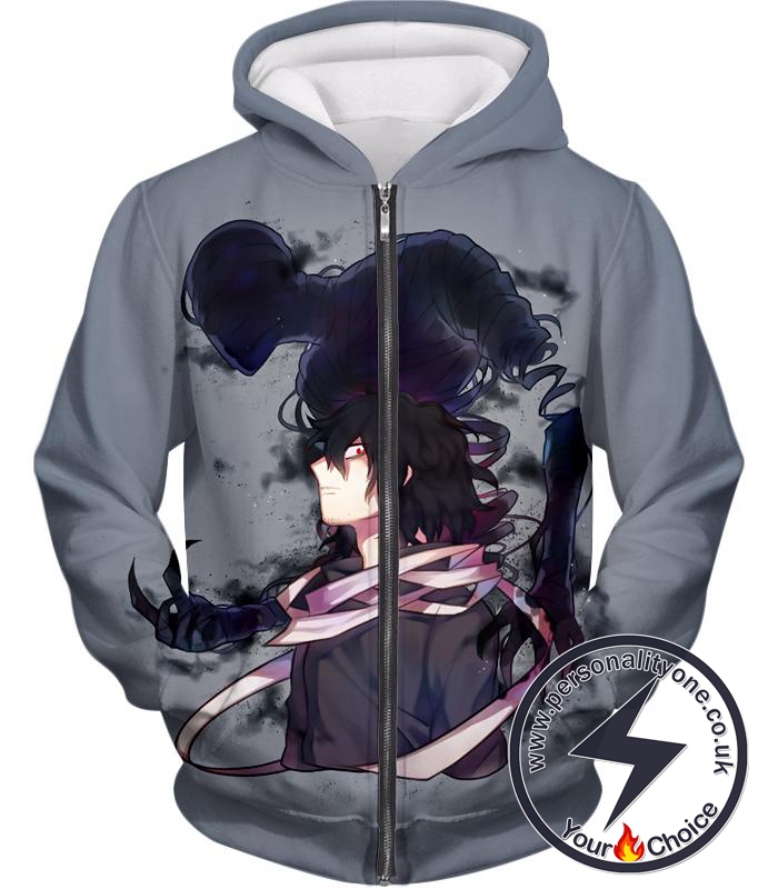 My Hero Academia Cool Demi-human X Pro Hero Eraserhead Awesome Grey Zip Up Hoodie